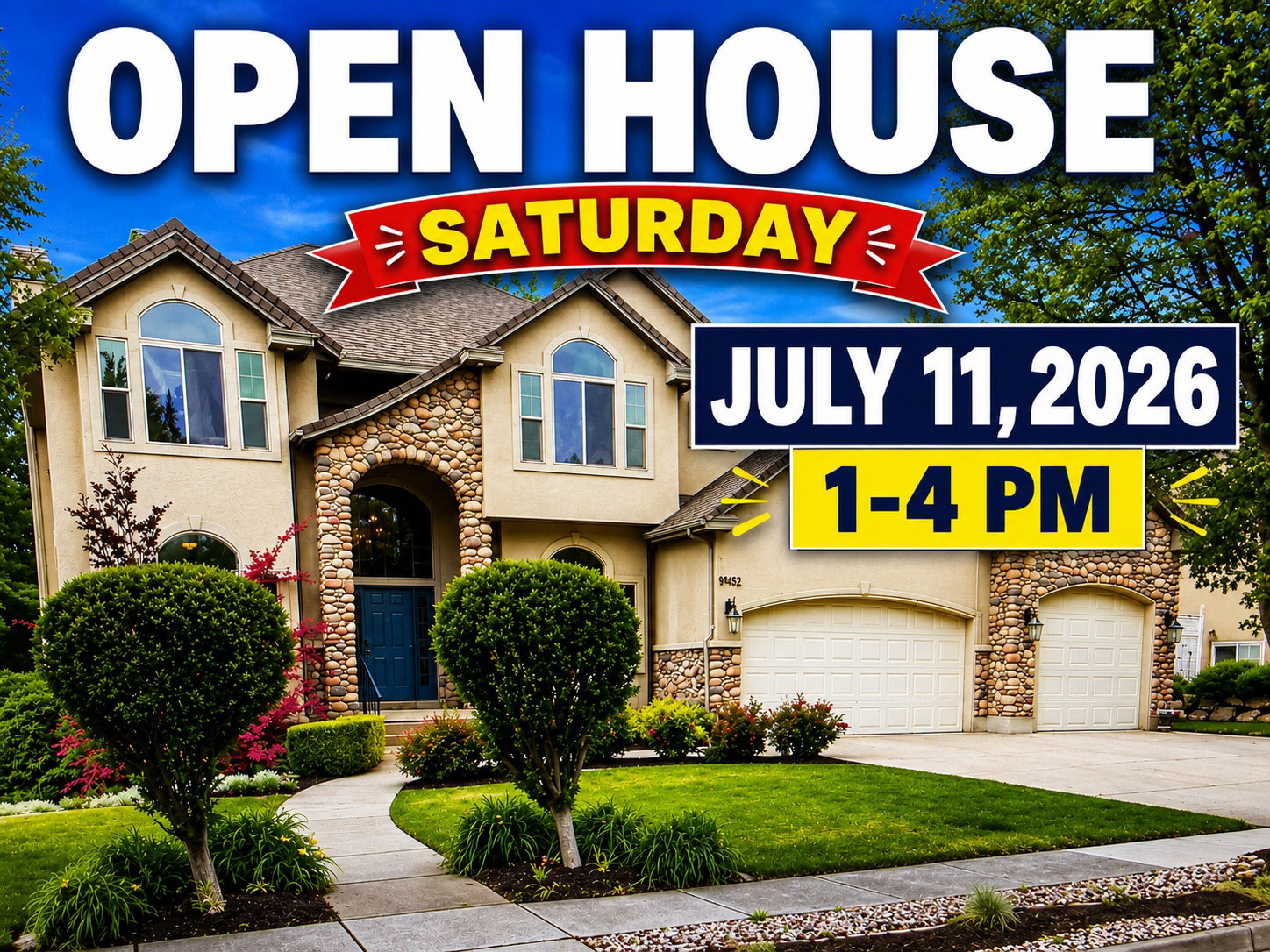 Open House Advertisement. Indicating the scheduled date and time for property access