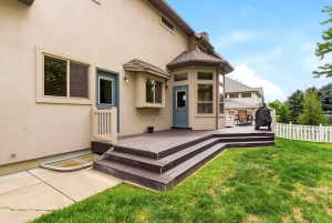 Expansive rear deck featuring a multi-level design and composite decking