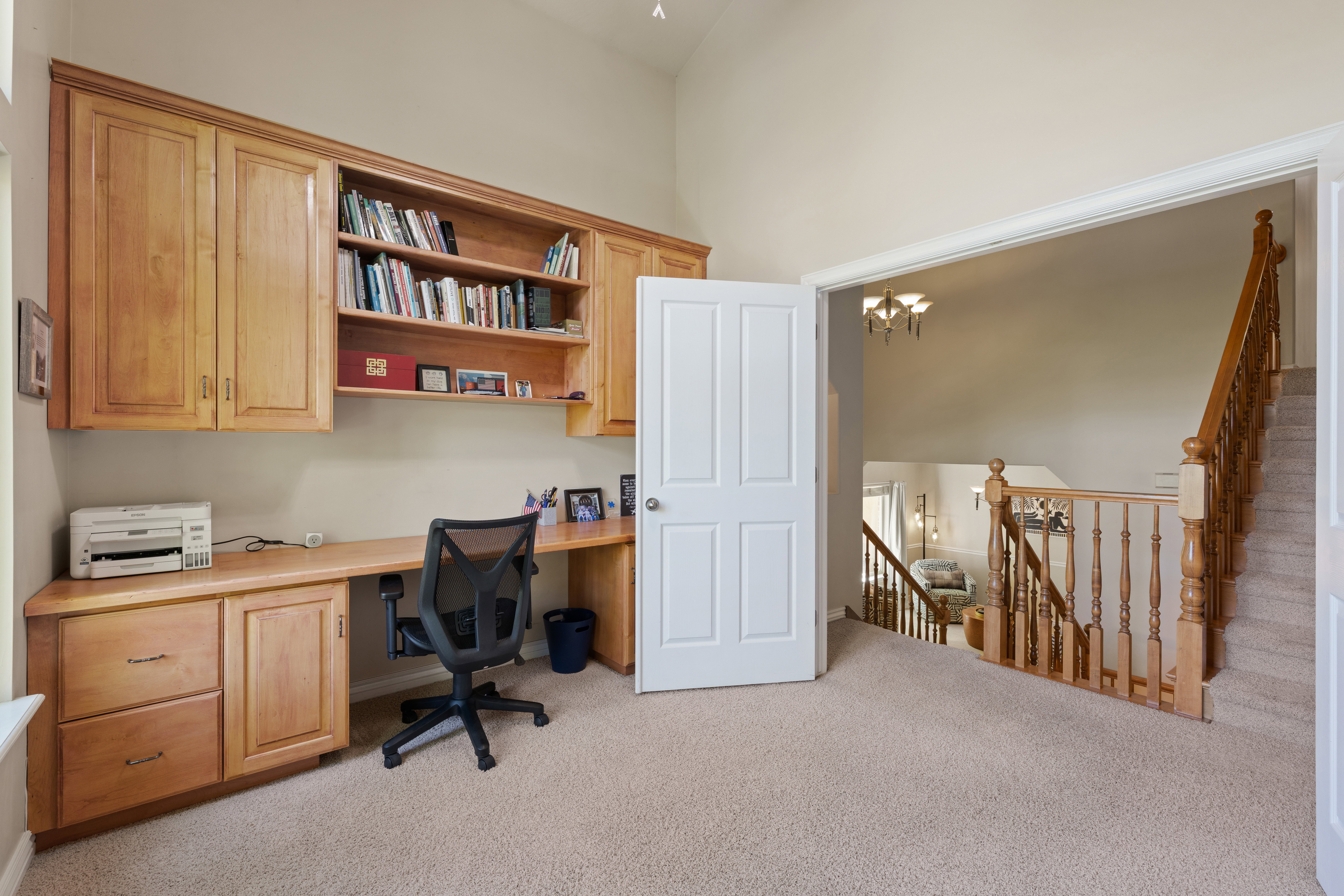 Built in cabinets  and desk in office