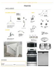 Selections Finalization, PAA105. Detailing included lighting, hardware, plumbing fixtures, appliances, and interior features for the property