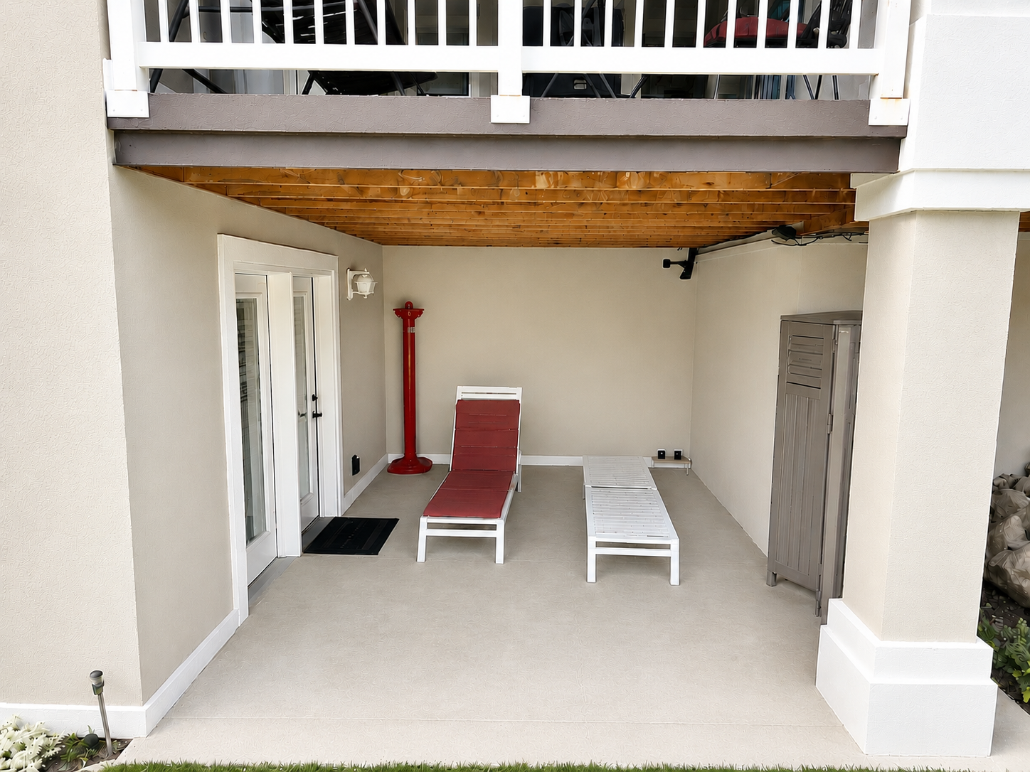 Covered patio from walk-out basement.
