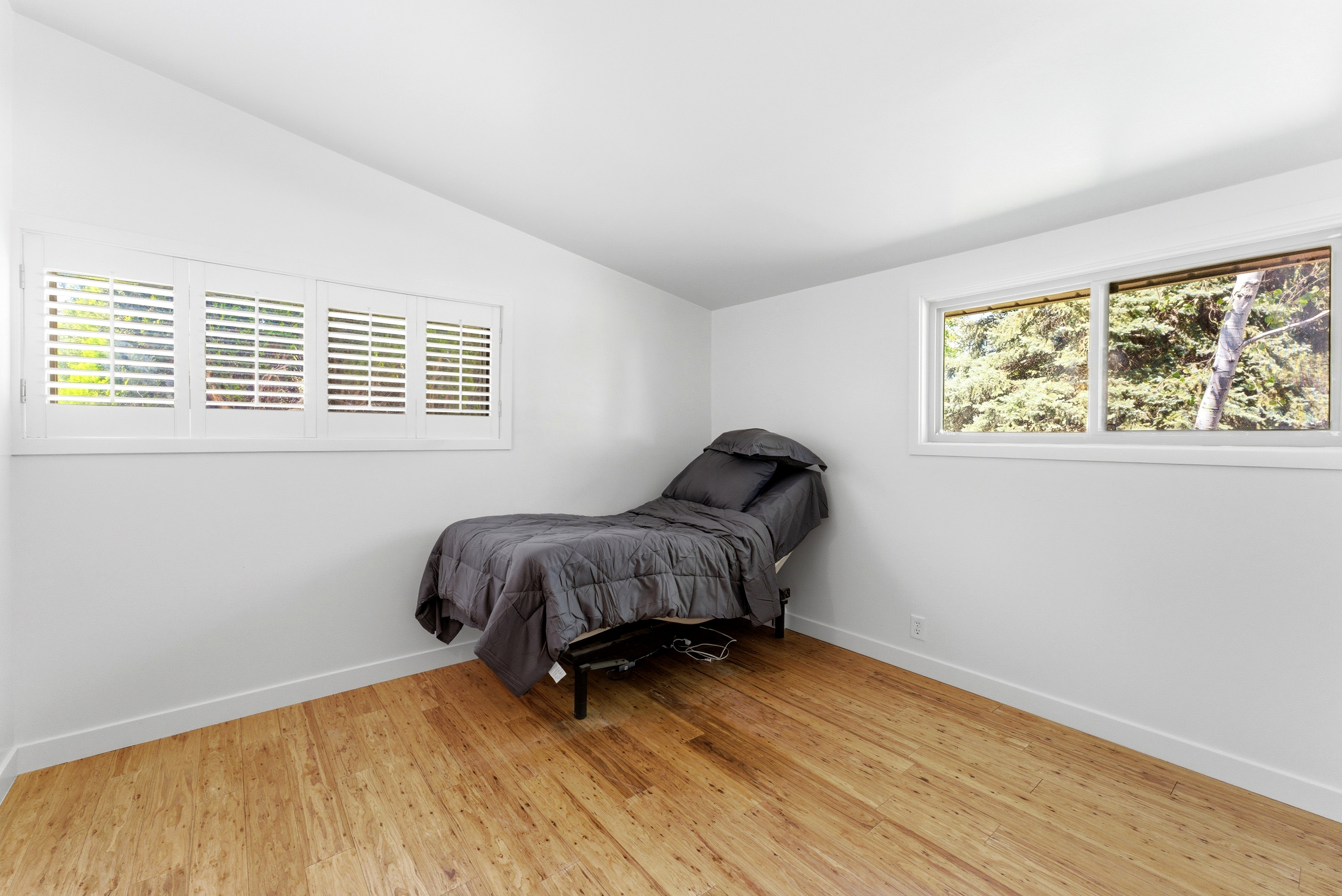 Bright interior with light wood-finish flooring