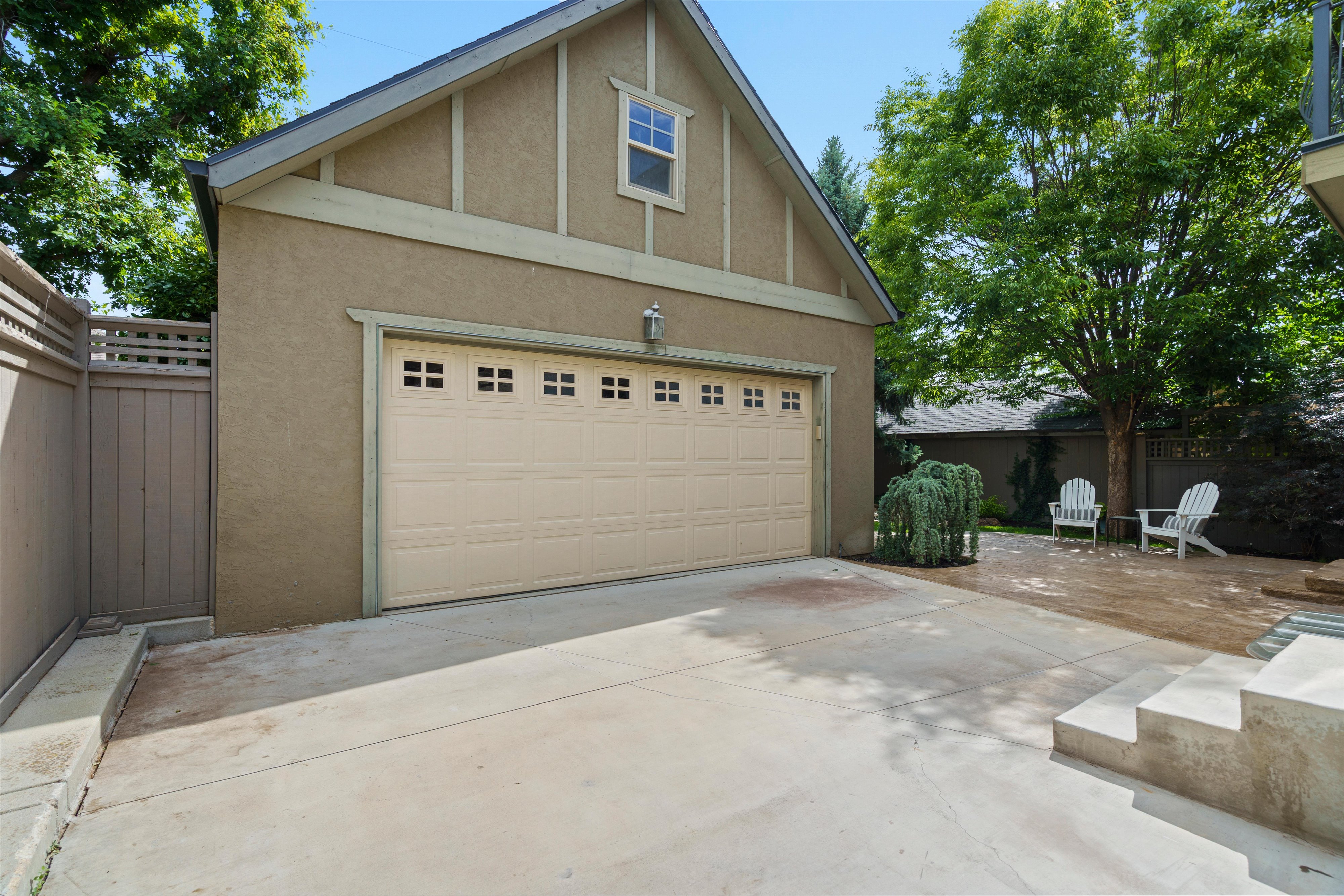 Spacious 2 car garage with bonus space above