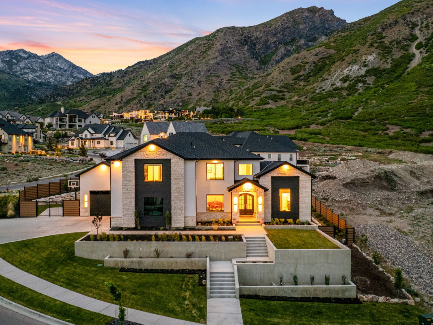 Contemporary stucco and stone exterior