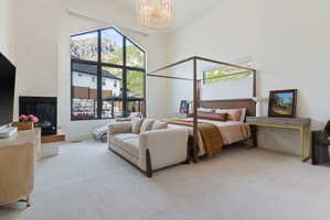 Vaulted ceilings with a statement chandelier