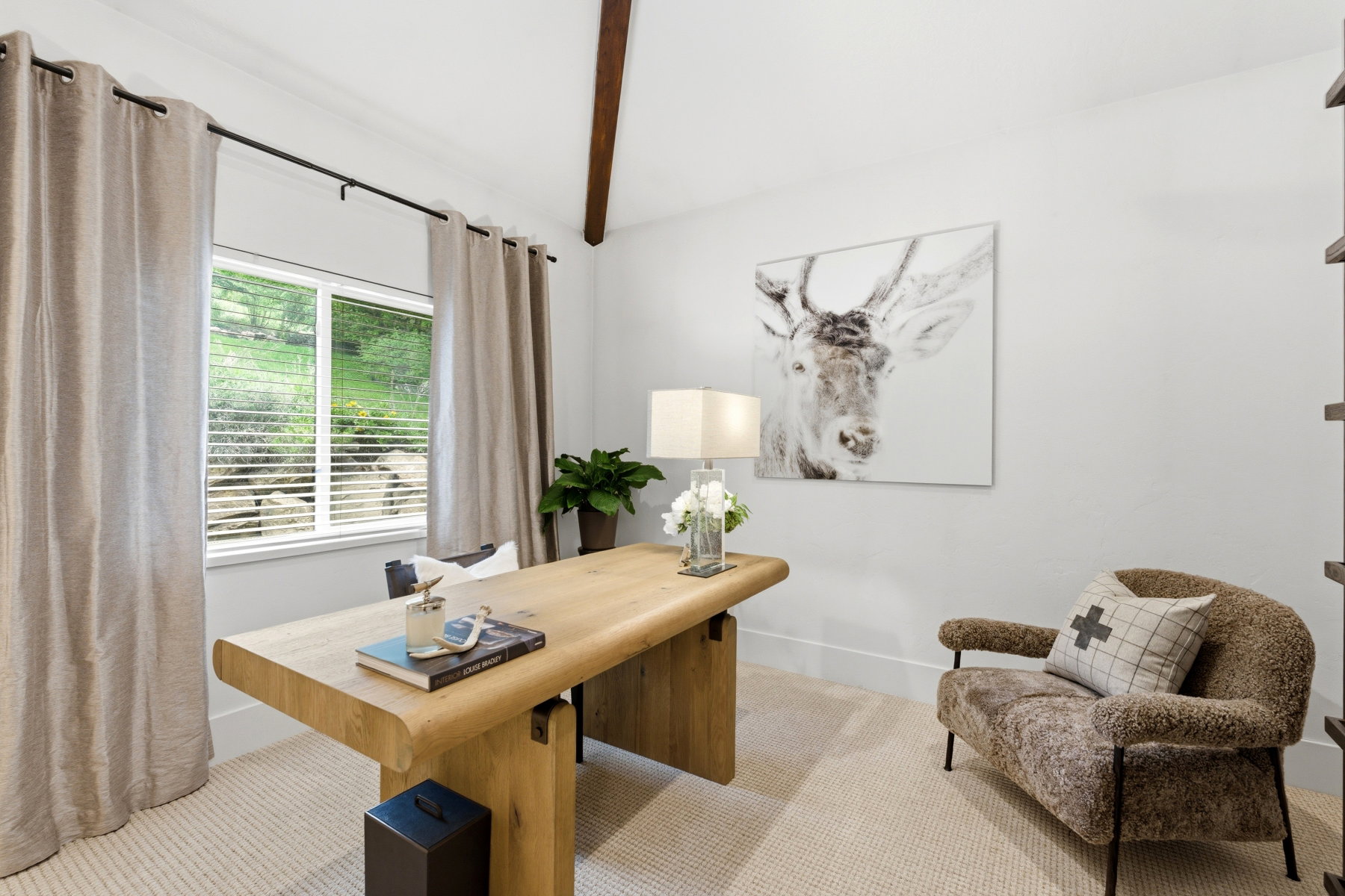 Vaulted ceilings with exposed wood beams