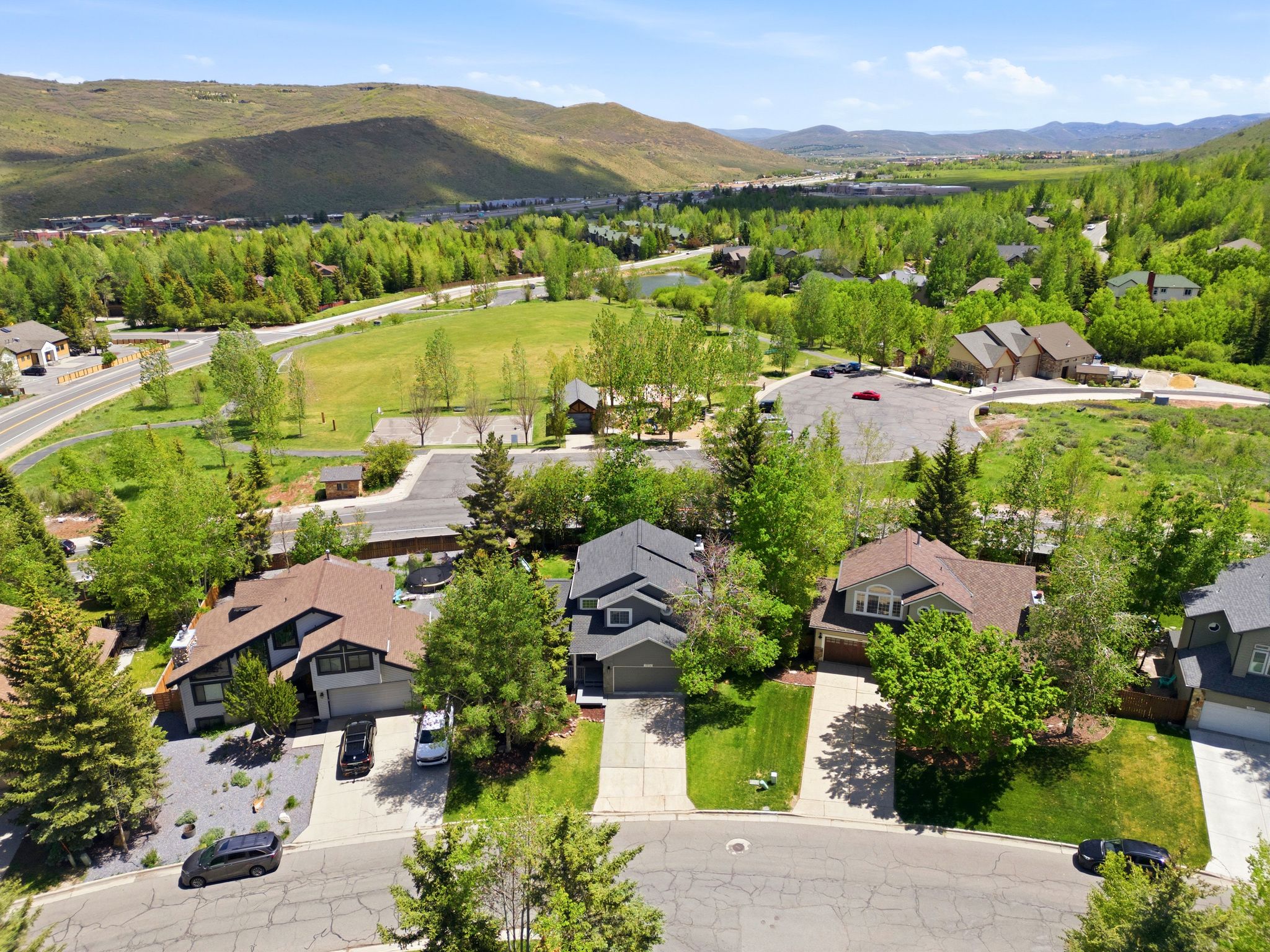 Aerial perspective showcasing close proximity to Pinebrook Park