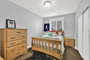 Light gray walls with a white trim accent band