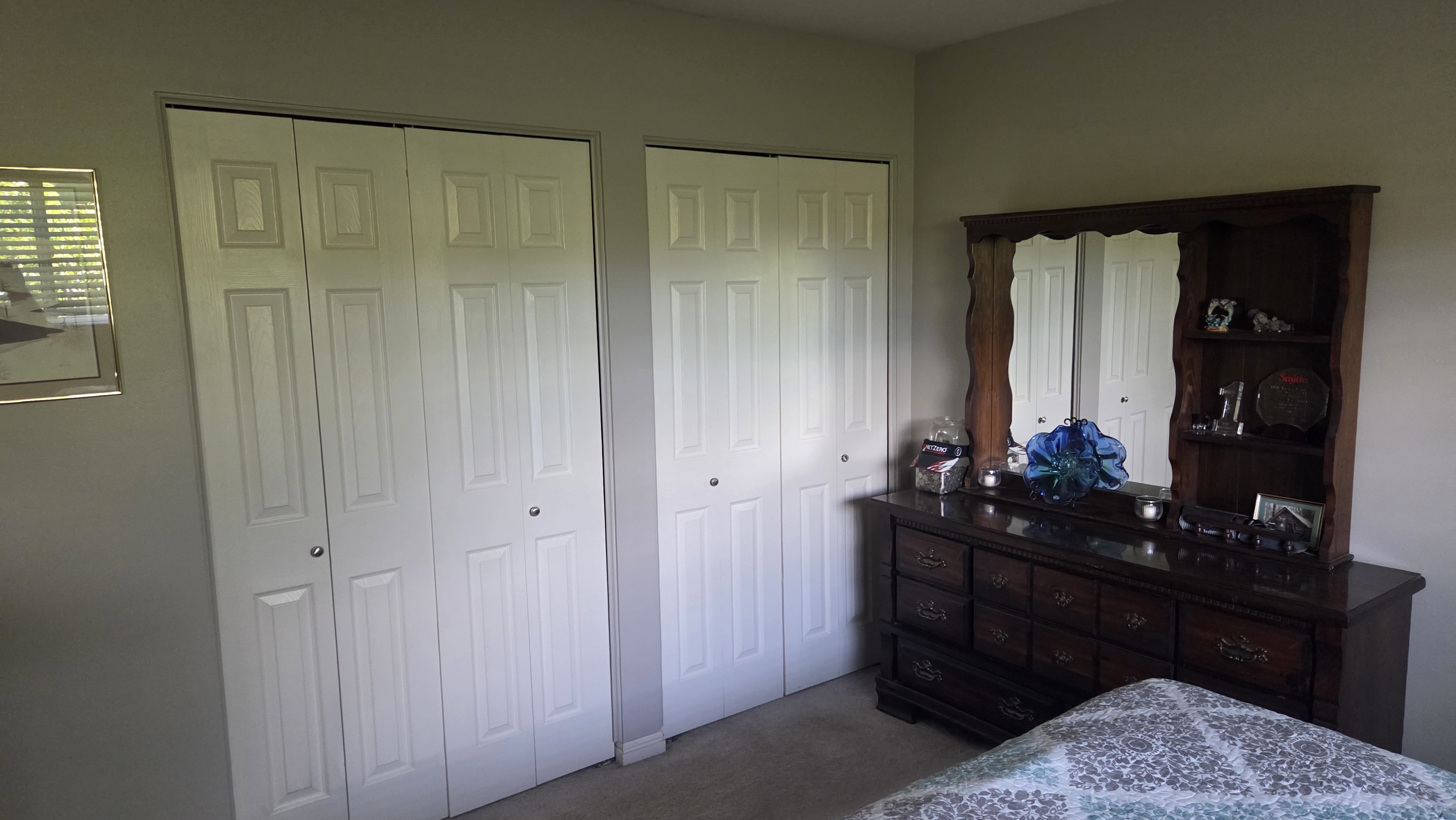 Double bi-fold panel doors provide significant storage solutions