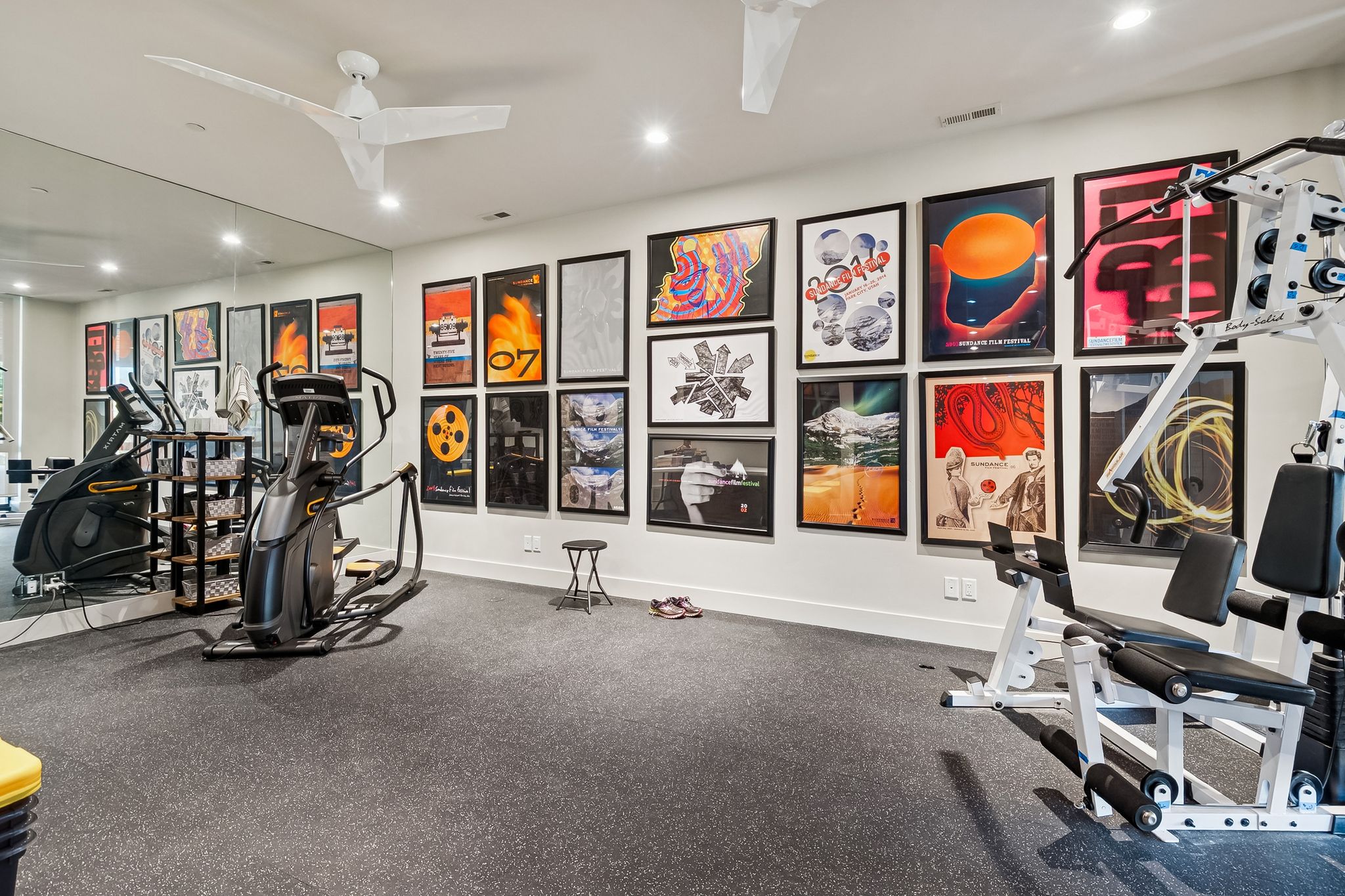Gym featuring recessed lighting