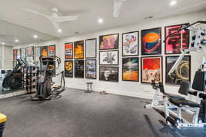Gym featuring recessed lighting