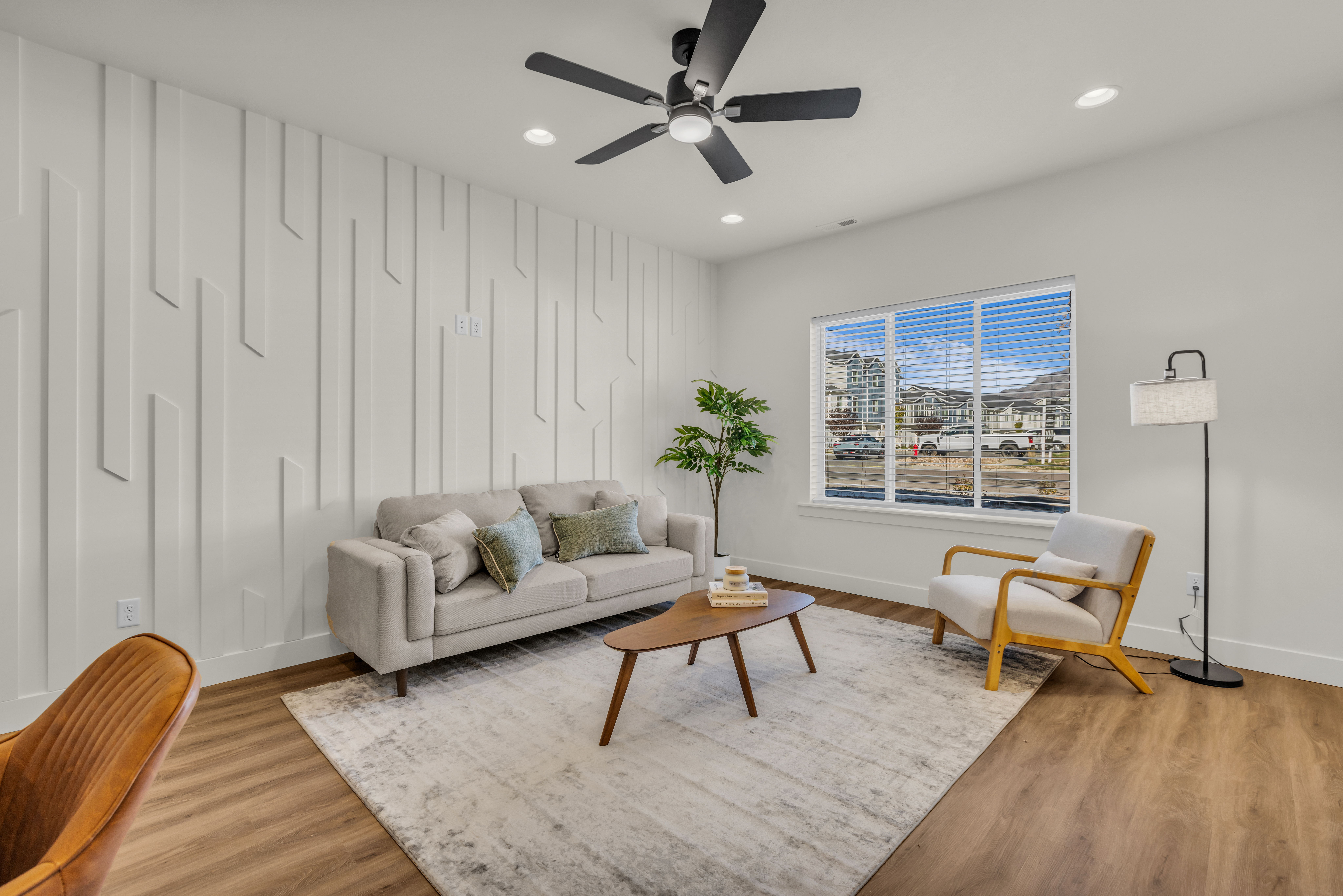 Accent wall featuring geometric paneling