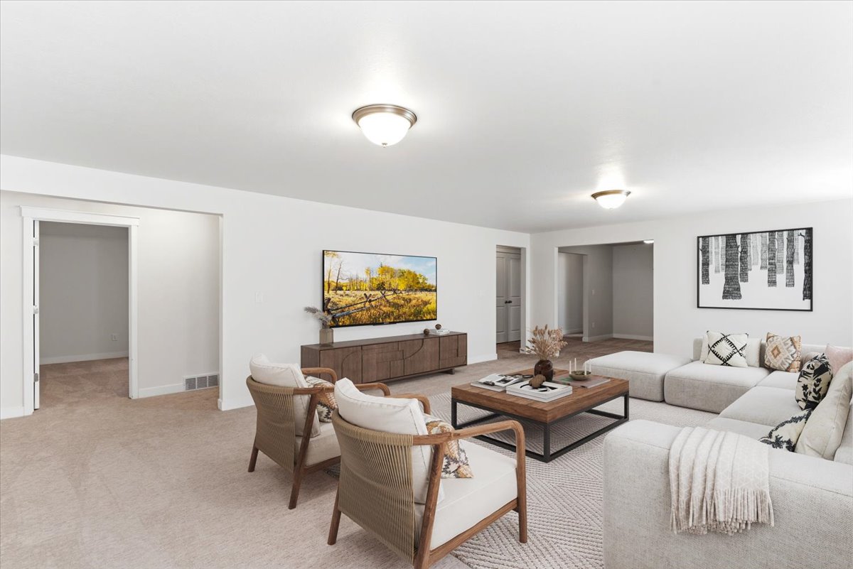 Virtually staged family room