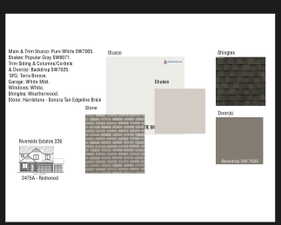Property Specification Document. Outlining material and color selections for the property's exterior elements