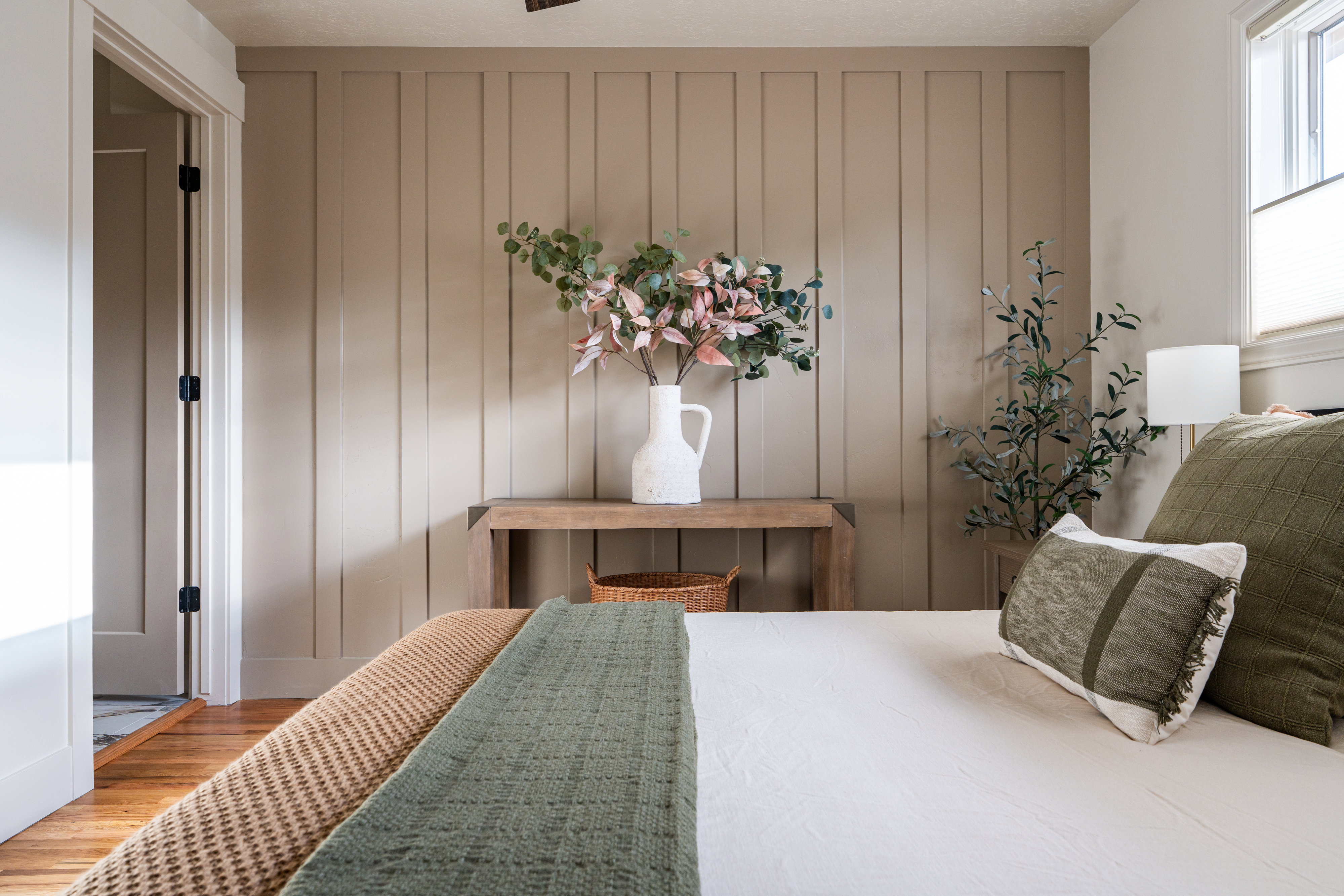 Accent wall with vertical paneling