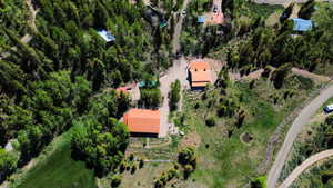 Aerial view of grounds and buildings