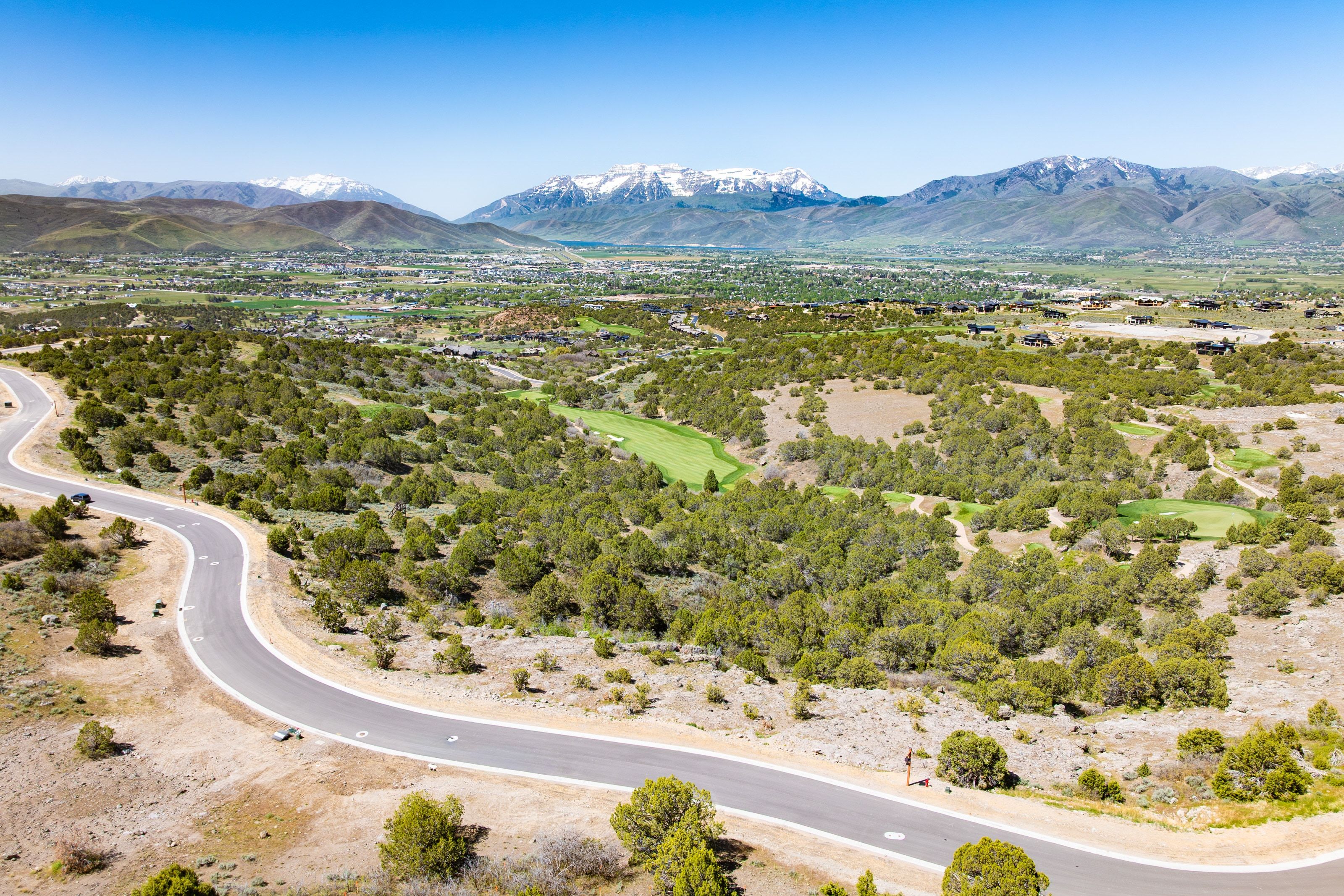 Scenic mountain backdrop featuring snow-capped peaks