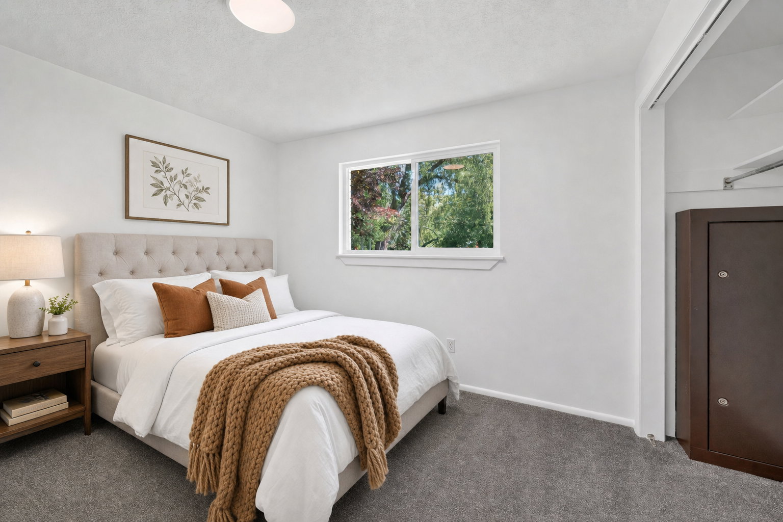 Virtual staging included to showcase room potential. Bedroom featuring gray carpeting and white walls