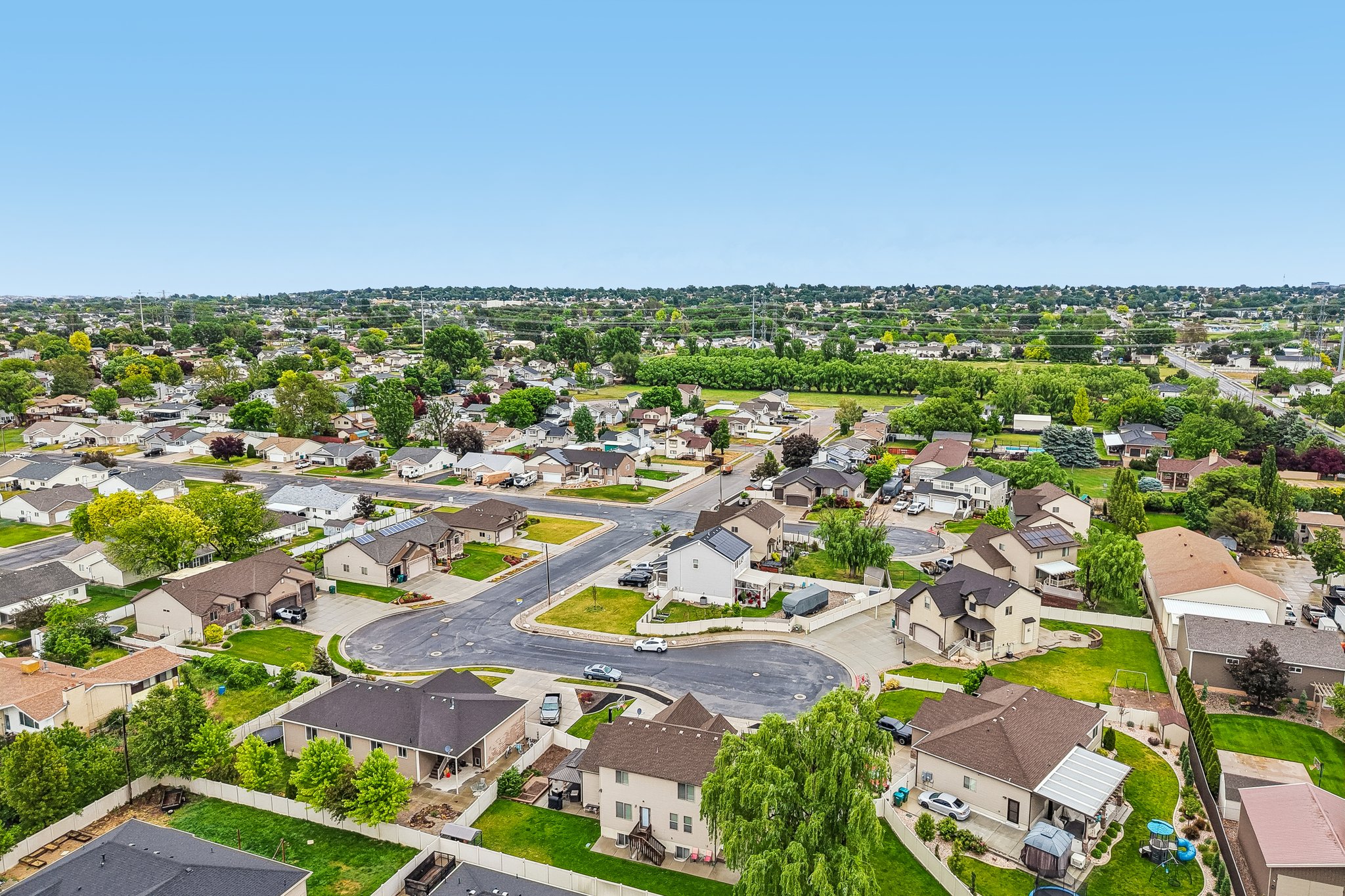 Residential neighborhood featuring a mix of single-family homes with varying architectural styles