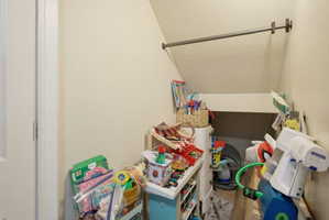 Under the stairs storage with added strip lighting