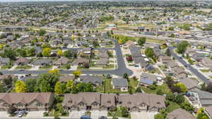 High-altitude aerial shows the neighborhood's prime Weber County location with easy access to surrounding amenities and a well-established street grid.