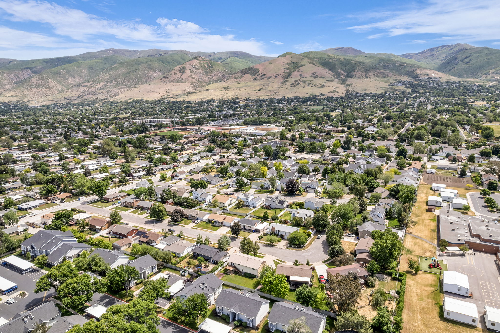 Expansive residential area with a prominent mountain backdrop