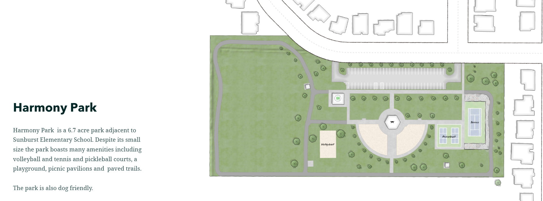 Layout of Harmony Park across the street