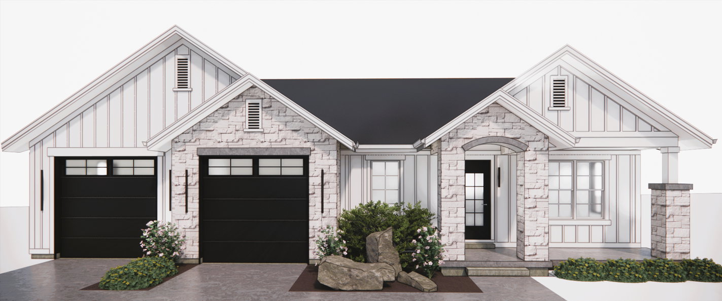 Architectural Rendering. Illustrating the property's exterior elevation and facade elements