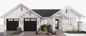 Architectural Rendering. Illustrating the property's exterior elevation and facade elements