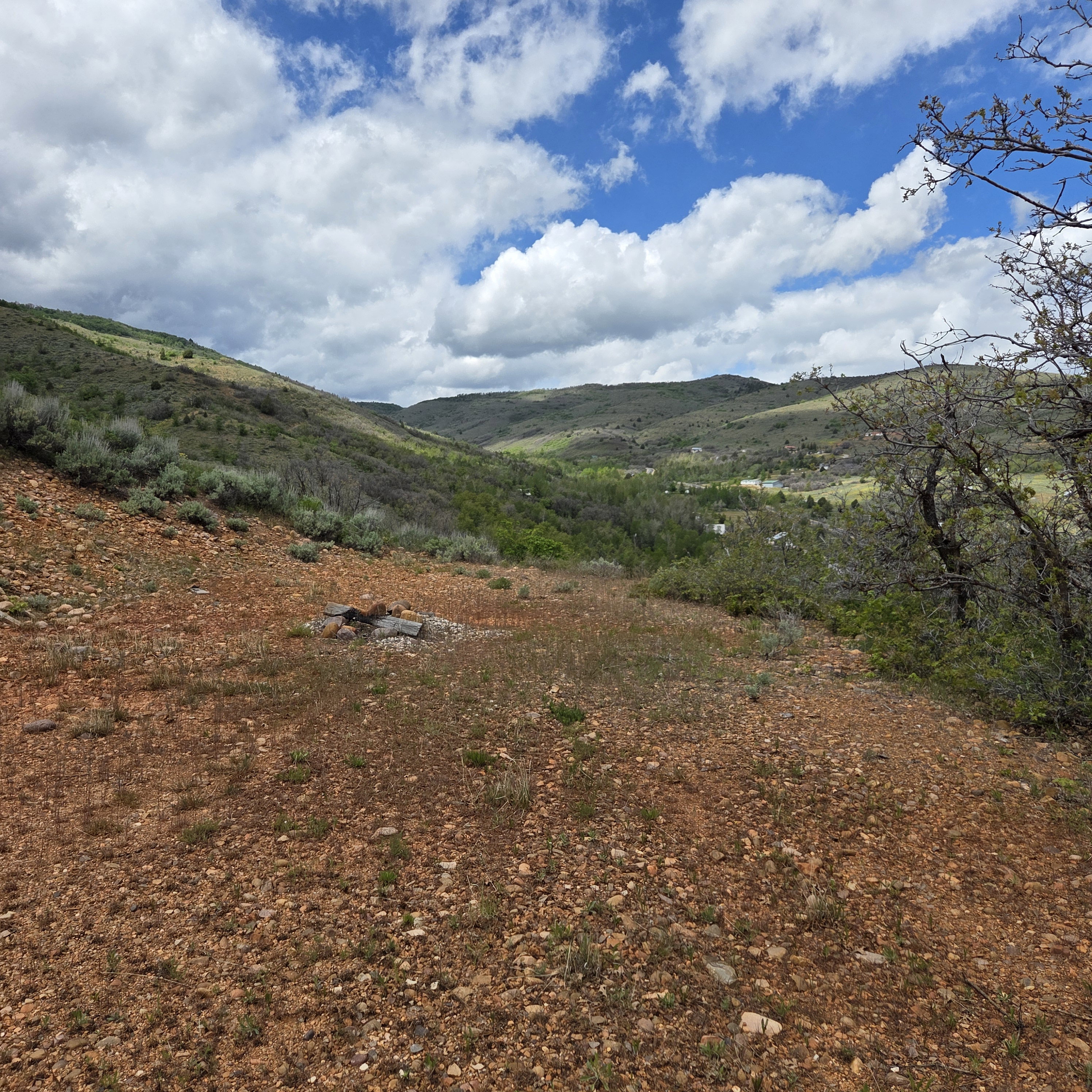 Elevated parcel featuring a sloped terrain of reddish-brown earth and scattered vegetation
