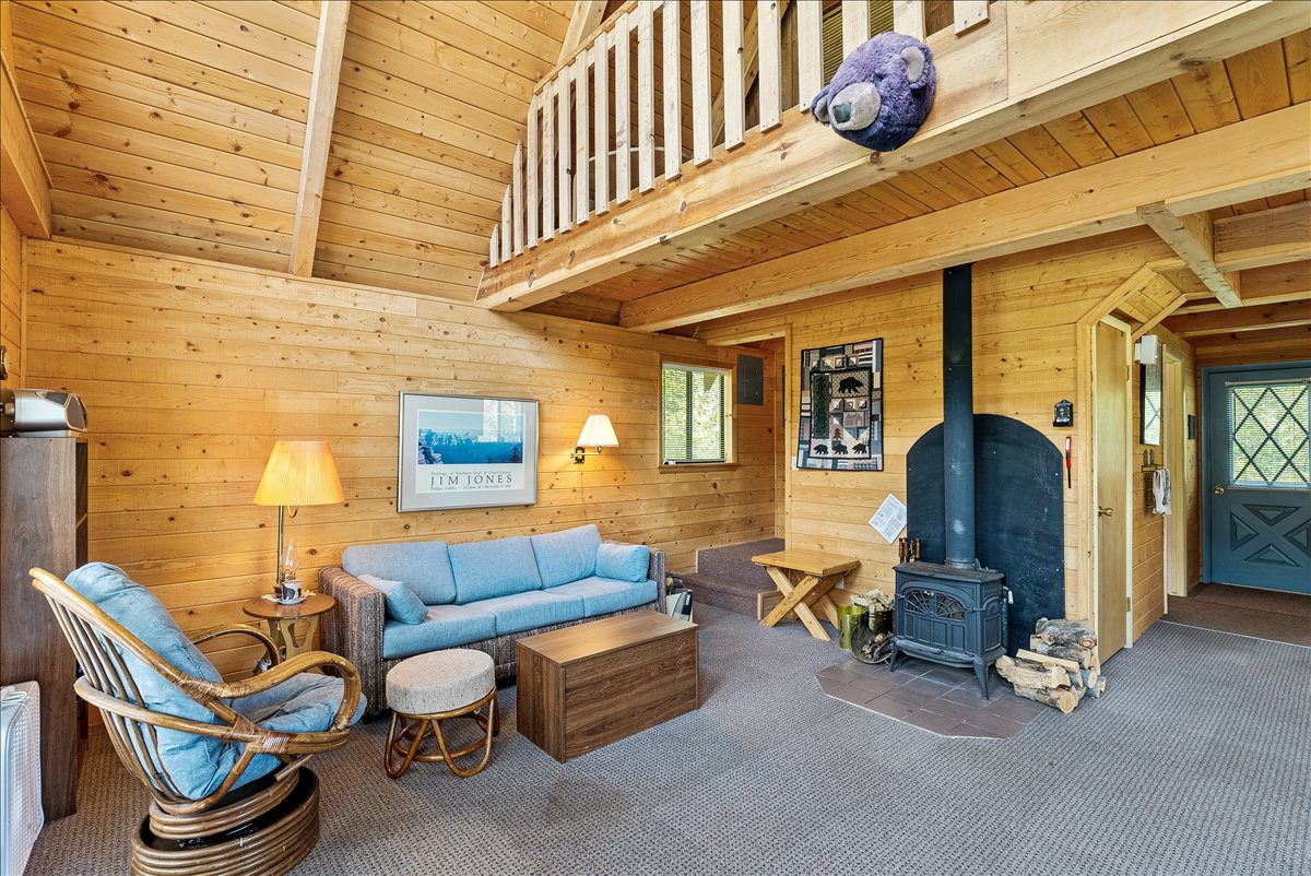 Living area with wood burning stove