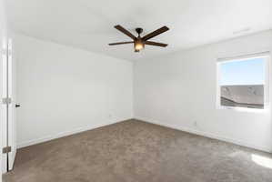Neutral wall tones with carpet flooring