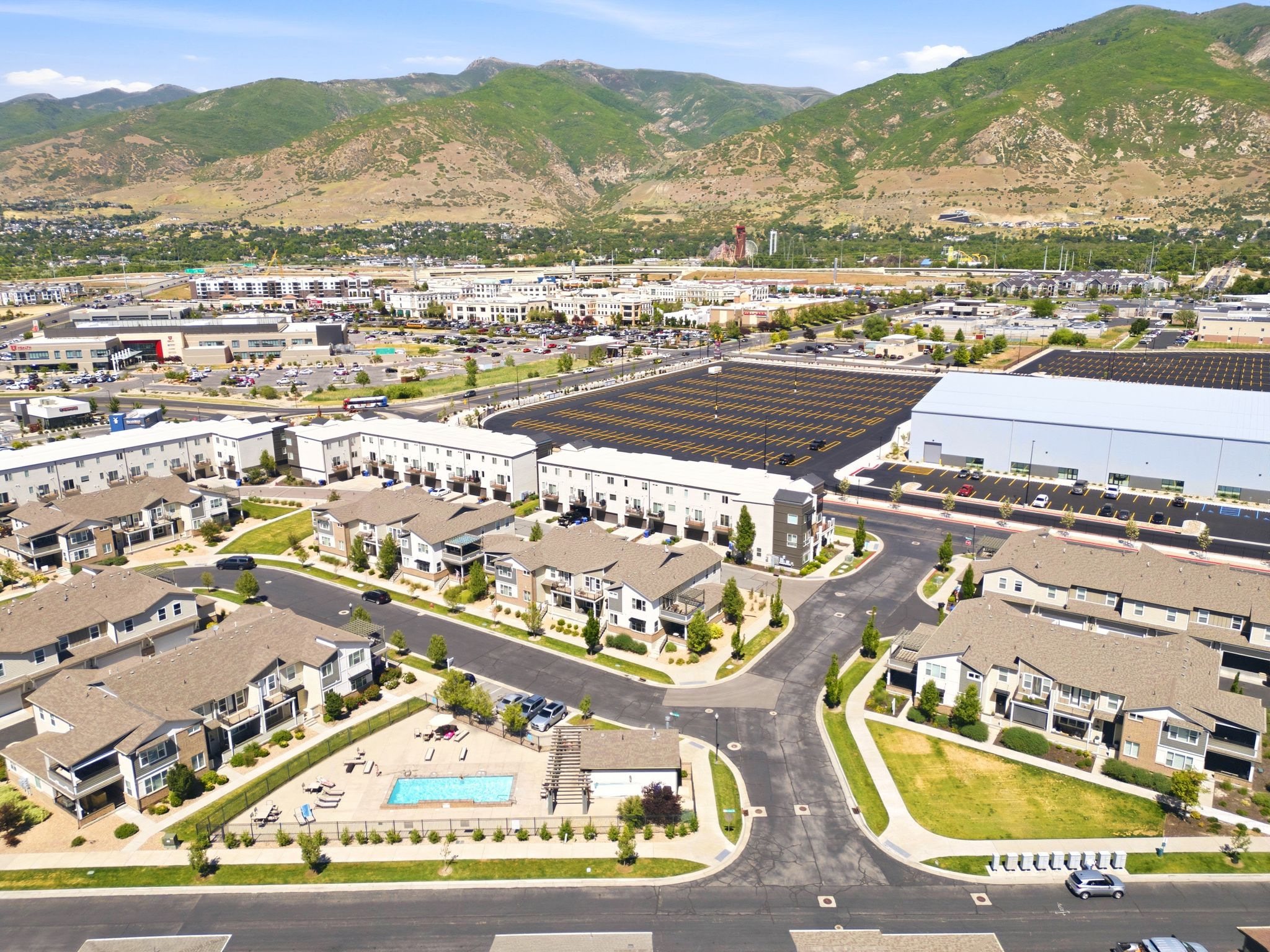 Residential community featuring townhomes and single-family residences