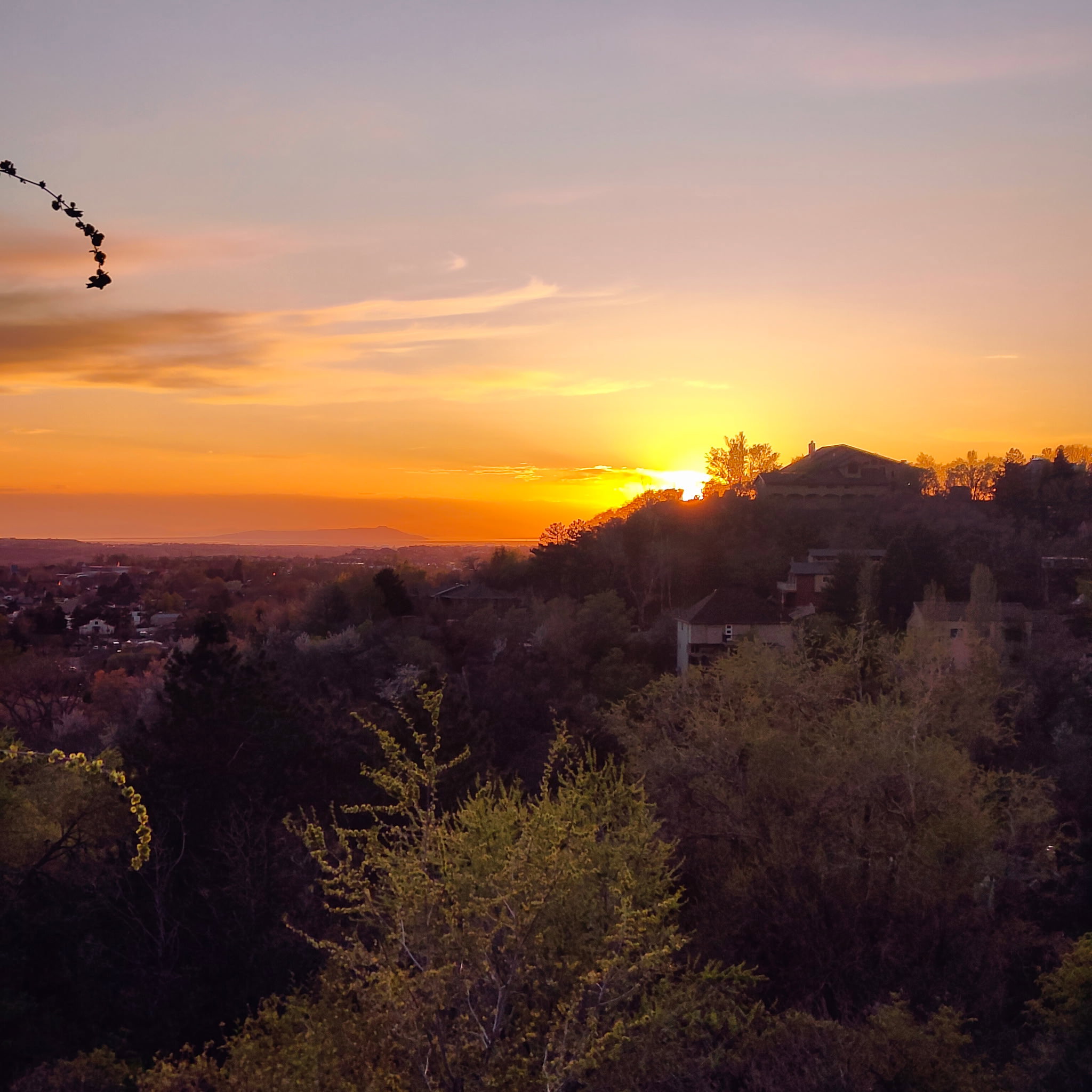 Expansive distant horizon with a bright, colorful sky