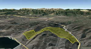 Geographic Information System (GIS) Overlay. Illustrating the property's boundaries within a larger land area