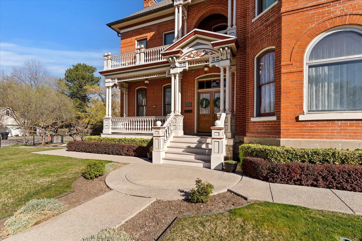 Brick exterior with ornate architectural detailing