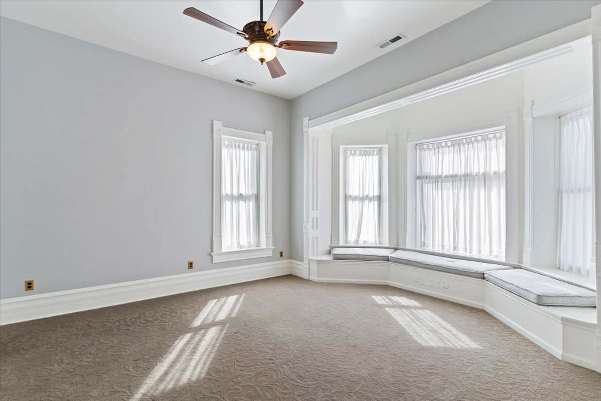 Bay window with integrated bench seating and storage