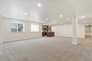 Basement Rec Room and basement kitchen