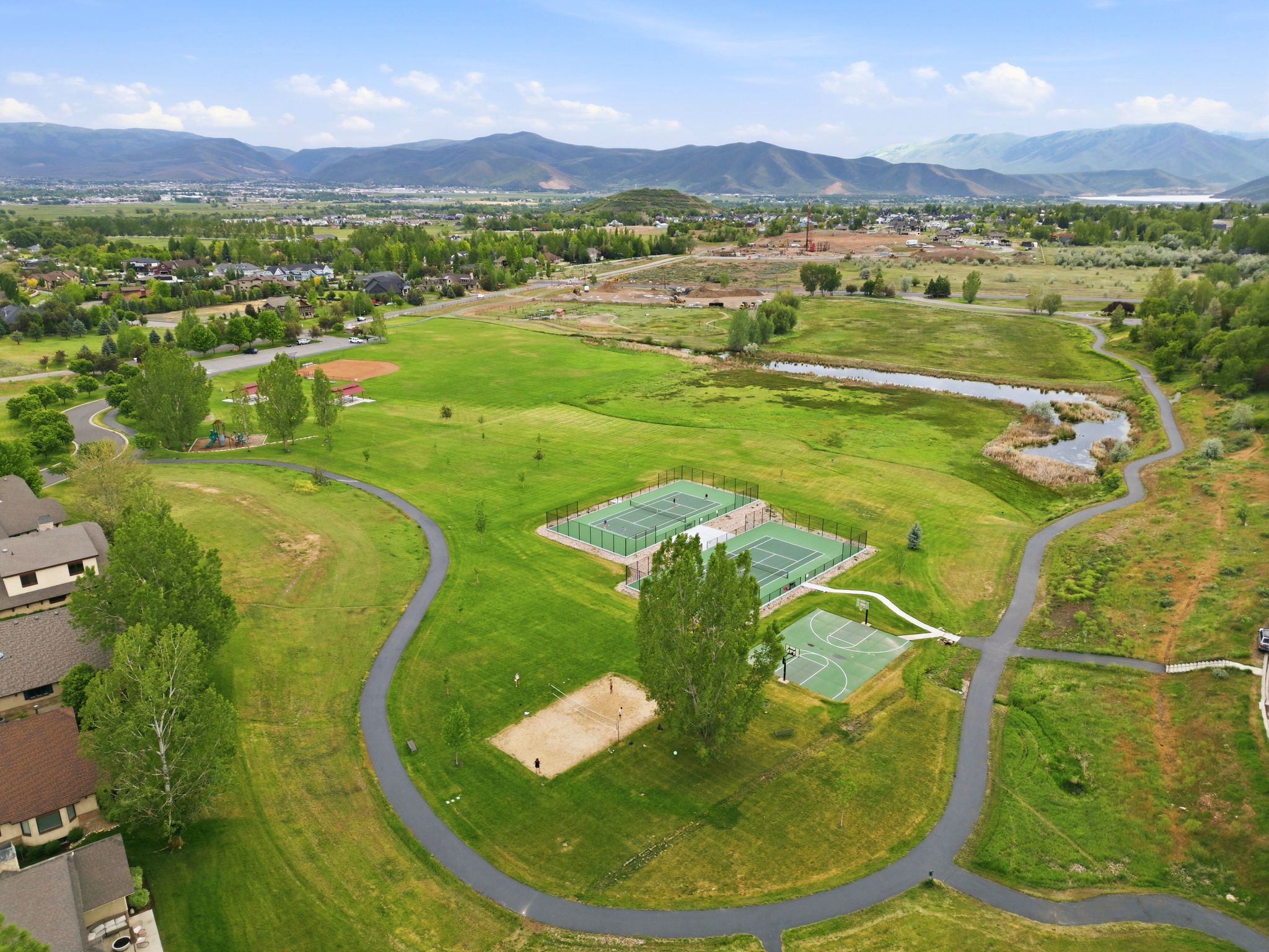 Aerial views of Burgi Hill Park adjacent to Valais