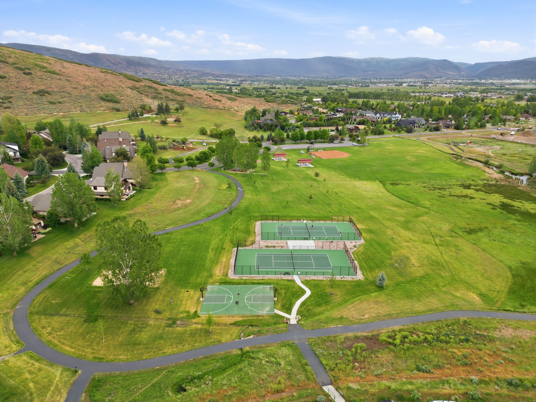 Aerial views of Burgi Hill Park adjacent to Valais