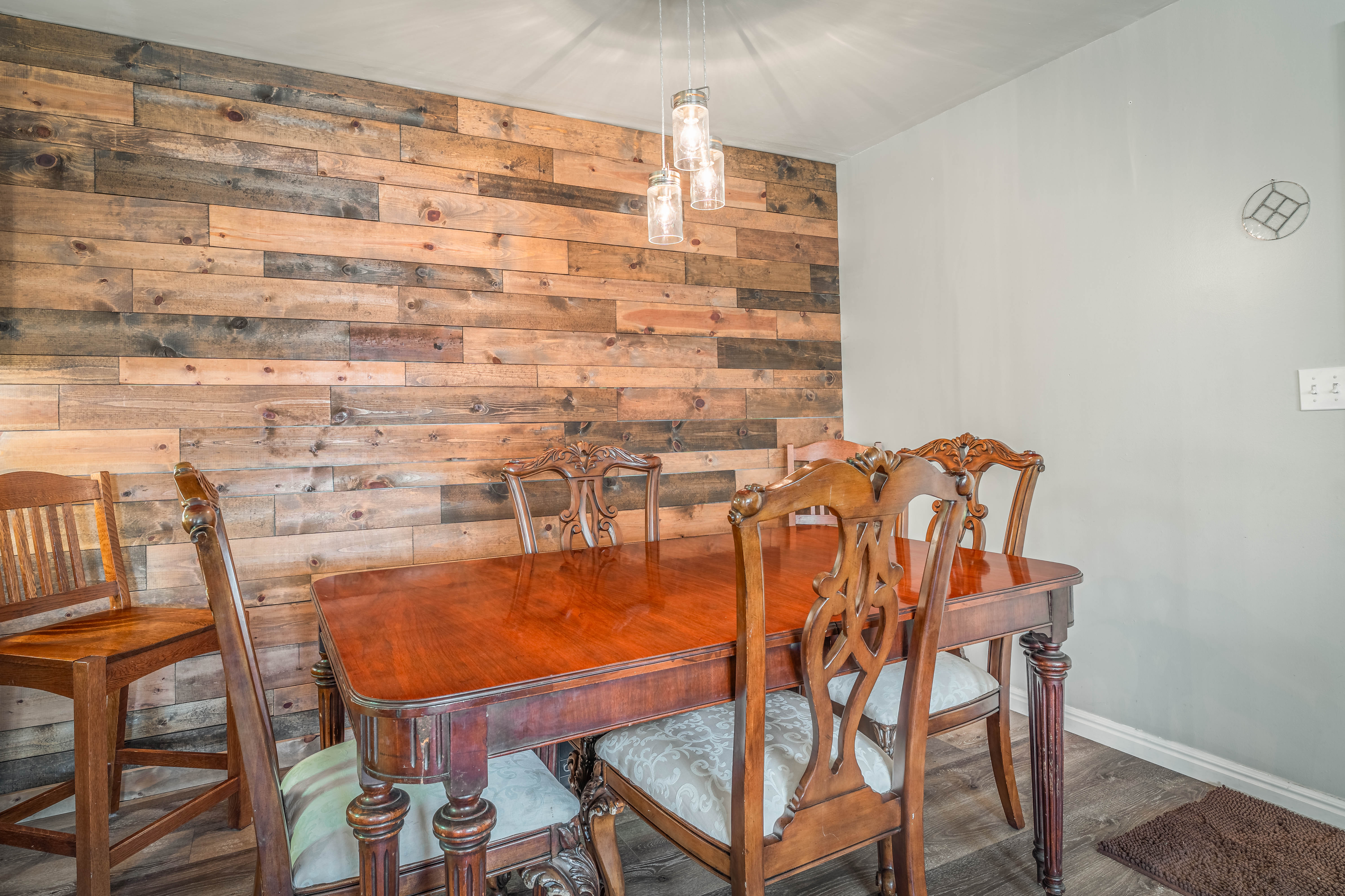 Accent wall featuring horizontal wood planks