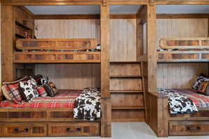 Built-in bunk beds crafted from substantial wood