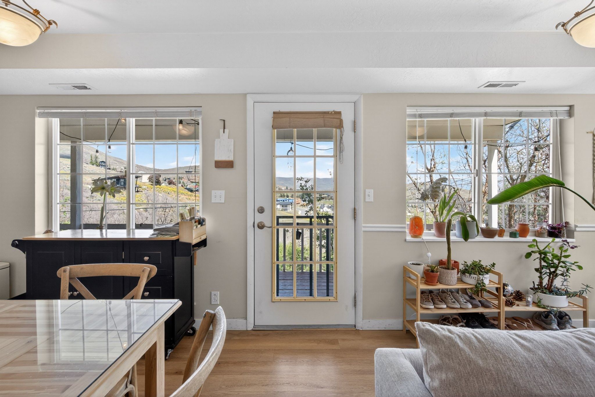 Wood-finish flooring throughout