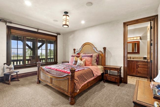 Room with carpet flooring and recessed lighting