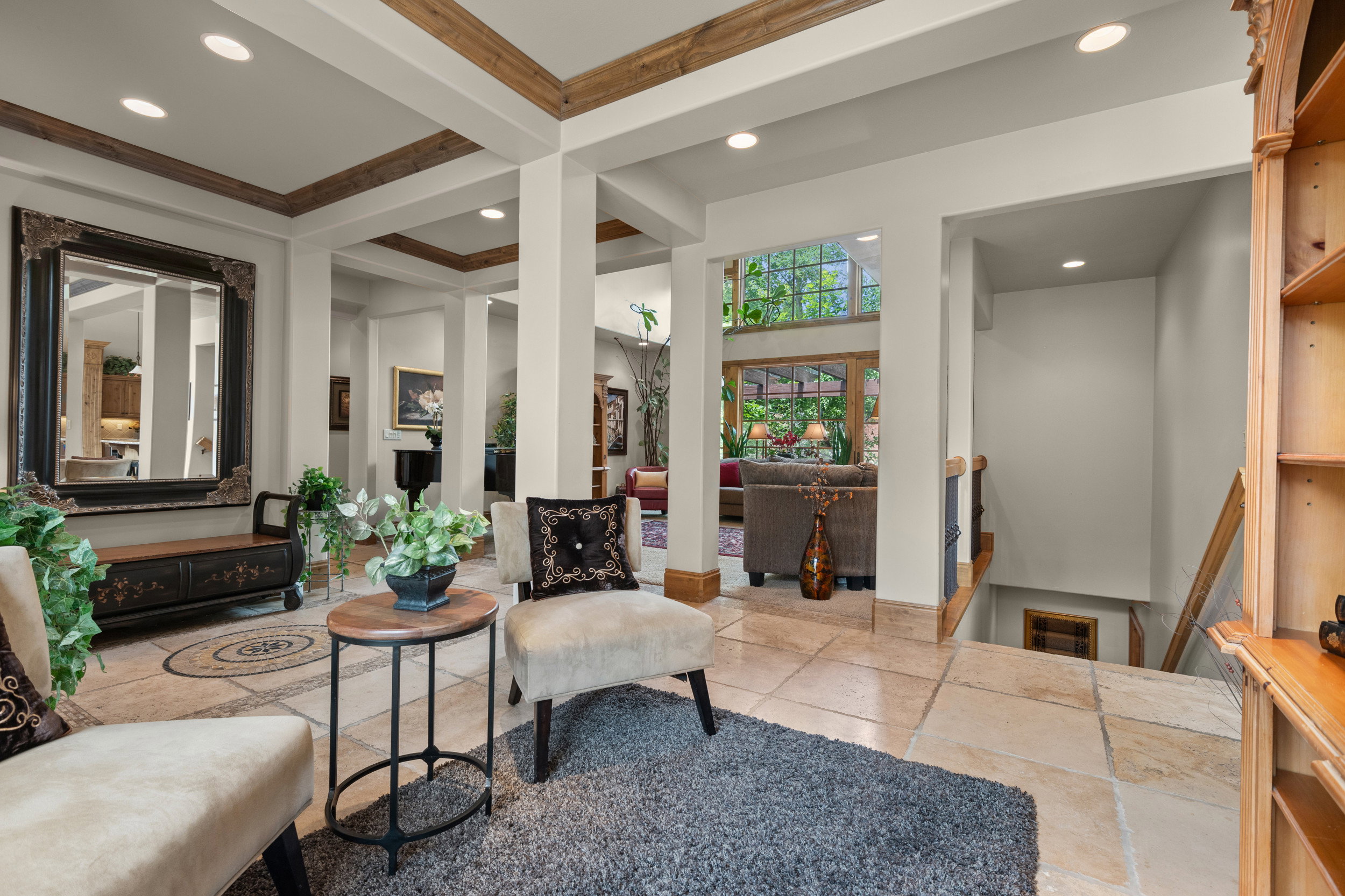 Reading Nook Looking into Living Room – Stairs Leading to Basement