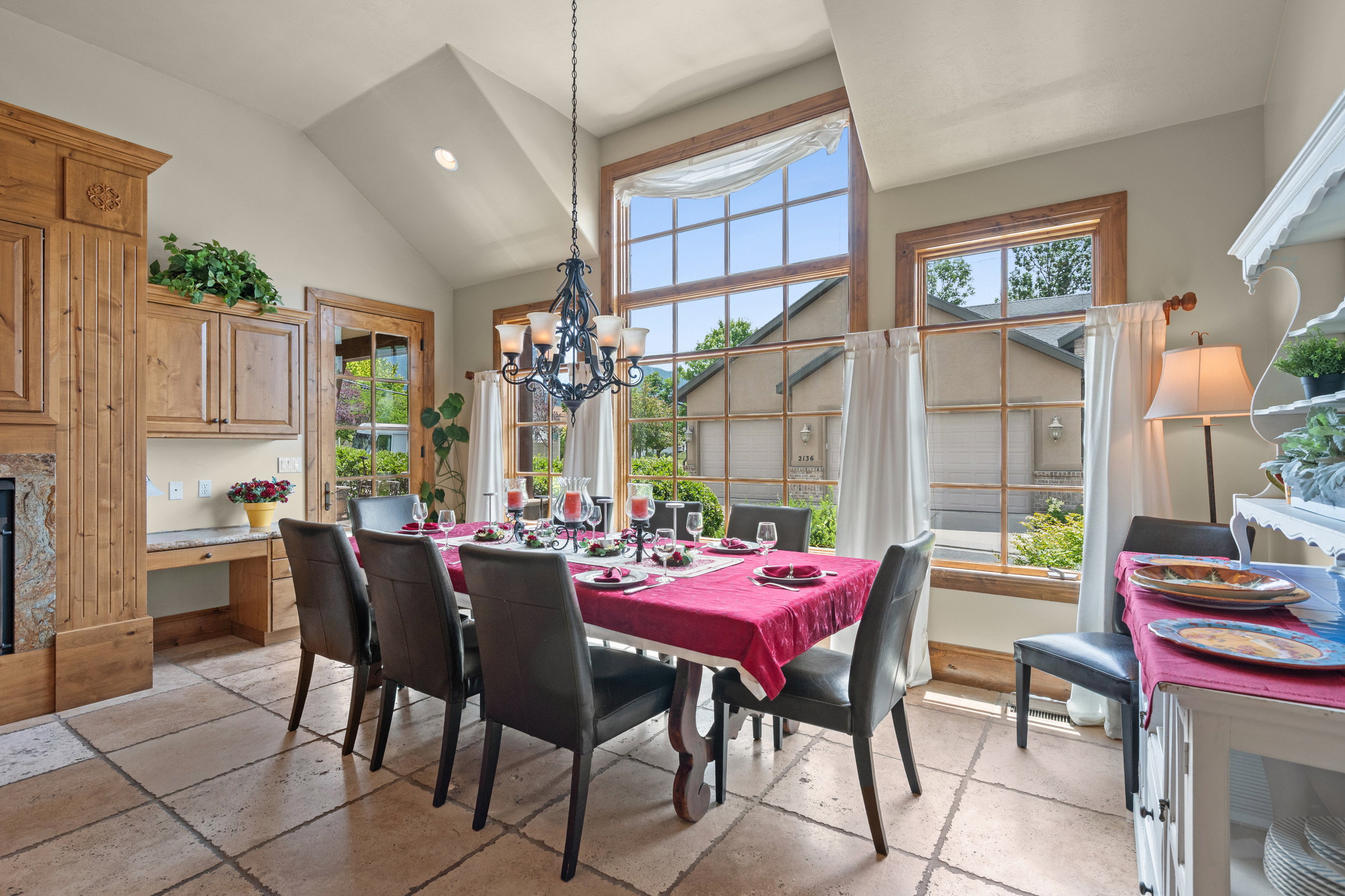 Dining Area with Door Leading to Front Porch