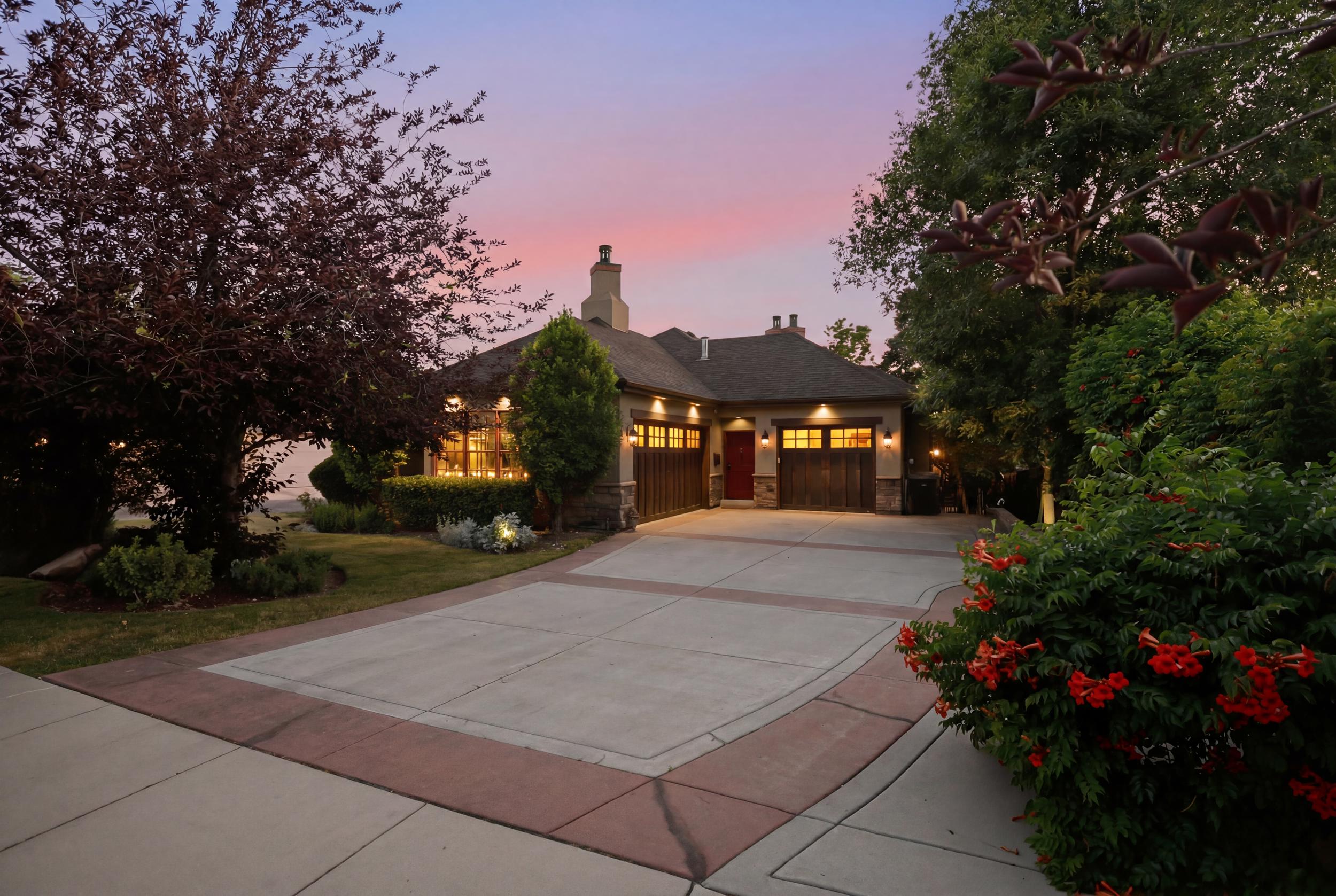3-Car Garage West View - Twilight