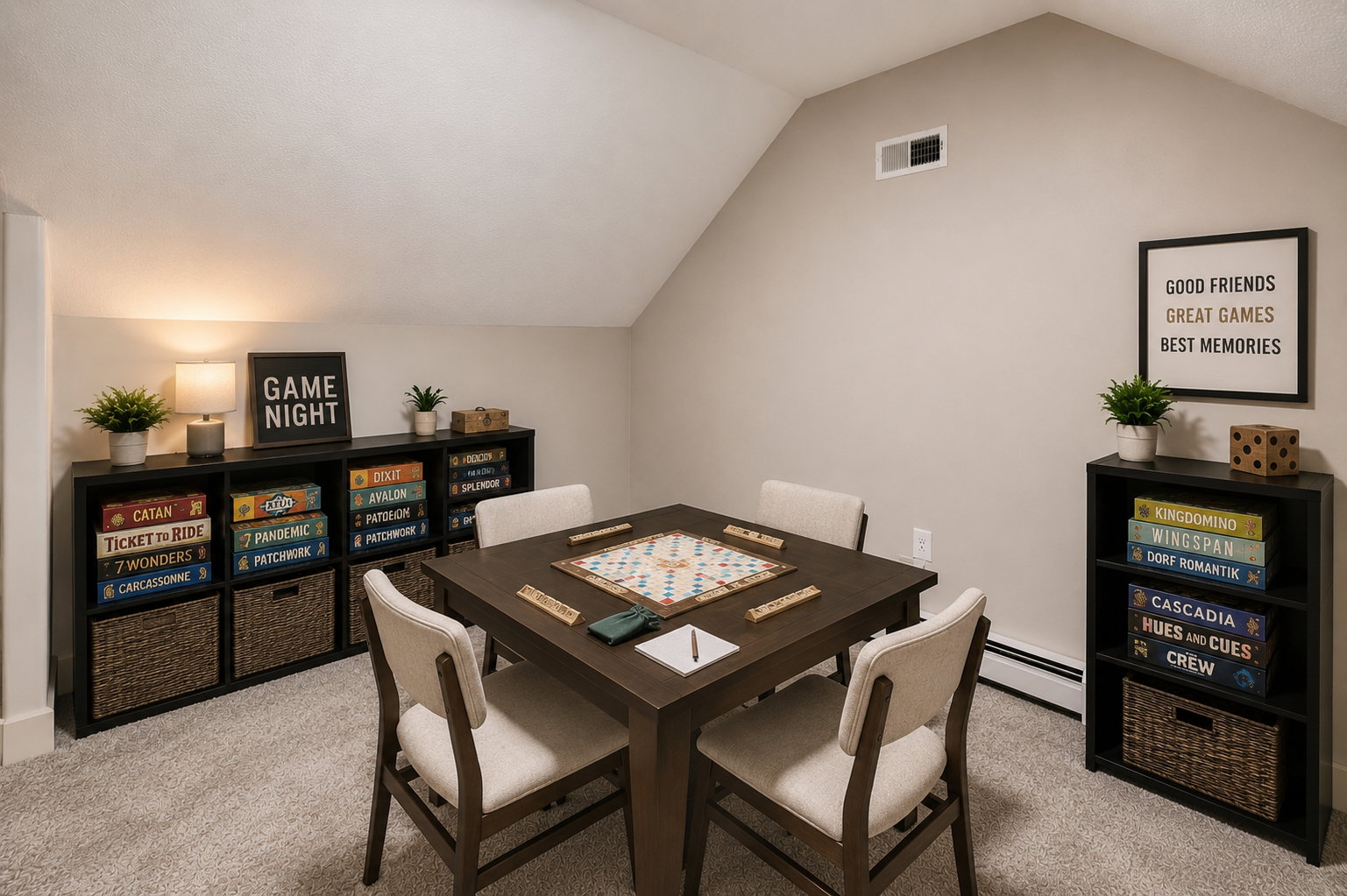 bonus room above the garage, Virtually staged to show a game room