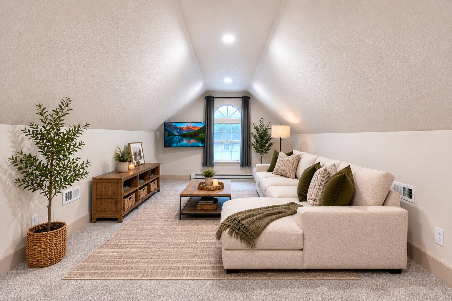 Bonus room above the garage.  Virtually Staged.