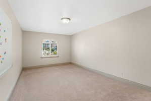 Light beige carpeting extending throughout the room